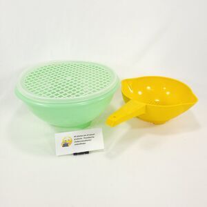 Vintage Tupperware Bundle #339 Colander/ Strainer w/ Cover #1200 1Qt Colander